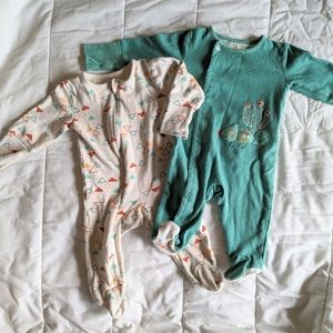 🌟3 for $15🌟2pc Mac&Moon Cotton Footed Pajamas 3-6 months